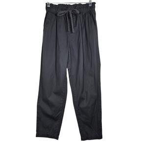 Loft Pants Womens Small Black Poplin Jogger Drawstring Pockets Casual Comfort